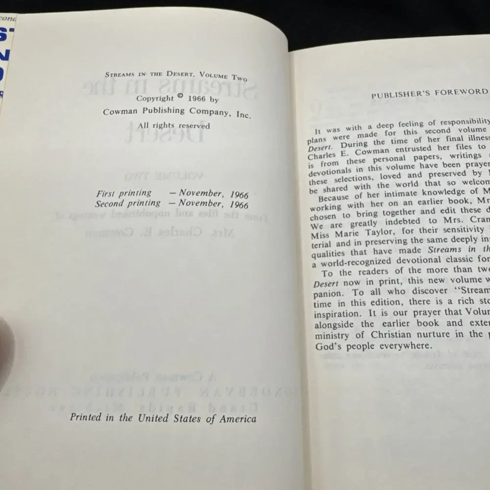 Streams in the Desert by Mrs. Charles E. Cowman 2nd Printing 1966 Devotional